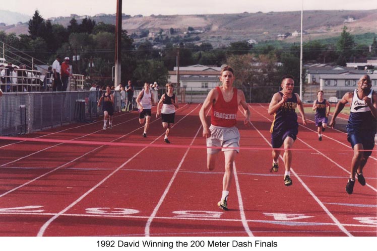 1992 David winning the 200 meter dash finals